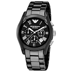 Emporio Armani AR1400 Gents Black Ceramic Round Black Dial Chronograph Watch