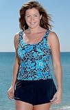 Beach Belle® Fun Floral Scoop Neck Shortini - Women's Swimsuit Plus Size Swimsuits