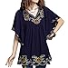 New 2015 Floral Embroidered Butterfly Sleeve Wrap Peasant Blouse
