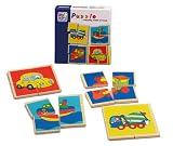 Happy People 60309 - 1st Puzzle aus Holz mit verschiedenen Motiven, 16 Teile, 4 verschiedene Puzzle, circa 9,5 cm - Happy People
