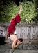 Unisex Indian Wrap Yoga Pants with Sari Border in Red