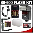 Nikon SB-600 AF Speedlight Flash + 8 Batteries & Charger + Sto-Fen Omni-Bounce Diffuser + TTL Flash Cord + Stroboframe 350 Bracket for Nikon D5000, D3100, D3000, D700, D300s, D300, D90, D60 & D40 Digital SLR Cameras