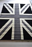 Union Jack Rug, Extra Large Size, Low Price. 150x210cm Black Grey