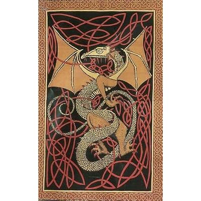 Cotton Celtic English Dragon Tapestry Red SS074-14