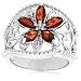 Platinum Plated Sterling Silver Garnet with Diamond-Accent Flower Ring, Size 5