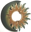 Hand Painted Green Sun / Crescent Moon Wall Mirror