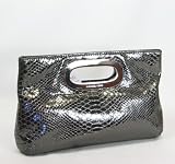 MICHAEL Michael Kors Berkley Python Embossed Clutch (Gunmetal)