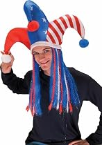 Patriotic American Jester Hat with Hair