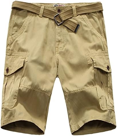 TISUN Men's Twill Performance Casual Solid Mufti Pocket Khaki Cargo Work Shorts