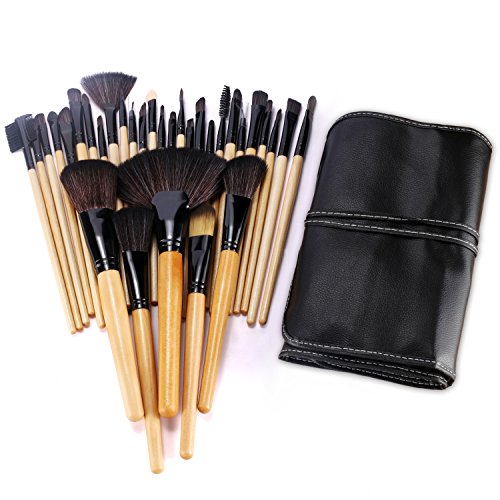 BESTOPE 32PCs Professional Makeup Brushes Set Synthetic Kakubi Cosmetic Foundation Blending Blush Eyeliner Face Powder Mac Makeup Brush Kit with Leather Traverl Pouch Bag Case
