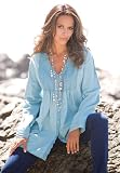 Roamans Plus Size Denim Ruffle Bigshirt