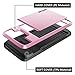Vofolen Galaxy S6 Case, Anti-Shock Hybrid Bumper Armor Galaxy S6 Wallet Case Snap-on Soft Rubber Cover Protective Hard Shell with Card Holder Slide Slot Cover for Galaxy S6 (Pink)
