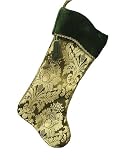 20.5 French Damask Olive Christmas Stocking With Velvet Cuff