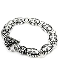 Twisted Blade Silver Large Oval Cross Bracelet With Fancy Clasp 8 Inches
