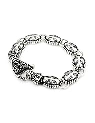 Twisted Blade Silver Large Oval Cross Bracelet With Fancy Clasp 7 Inches