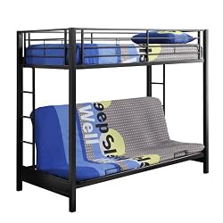 Metal Twin over Futon/Full Bunk Bed, Black