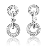 14k White Gold Circle Link Drop Diamond Earrings (H-I, I, 0.25 carat)