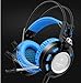 Headset,Ailihen K6 Gamer Gaming Headsets with Microphone for PC Laptop Computer, 3.5mm USB 2.0 Over Ear Headphones Headsets with In-Line Volume Control LED Light 6.5 ft Long Cable(Black/Blue)