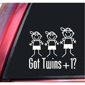Got Twins +1? bbB White Vinyl Decal Sticker