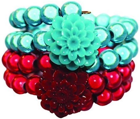 DIY Bead Bracelet Trendy Flower Fun Fashion Jewelry Red / Teal Ninette