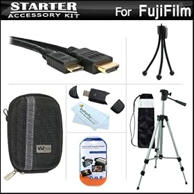 Starter Accessories Kit For Fuji Fujifilm FinePix F800EXR, F770EXR F750EXR F660EXR F600 EXR F505EXR F500EXR F550EXR XF1 Digital Camera Includes Deluxe Carrying Case + 50 Tripod With Case + Mini HDMI Cable + USB Card Reader + LCD Screen Protectors + More
