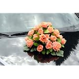 Autoschmuck Rattan Feder Autodeko Hochzeit Dekor Verschiedene Variante Komplett (Orange, Blumenstrau� - orange)von "APM"