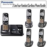 Panasonic KX-TG9322T DECT 6.0 2 Line Four Handset Cordless Phone Bundle
