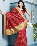Indian Designer Wrap Dress Maroon Art Silk Sari Saree with Unstitched Blouse