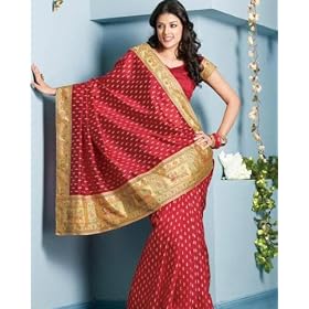 Indian Designer Wrap Dress Maroon Art Silk Sari Saree with Unstitched Blouse