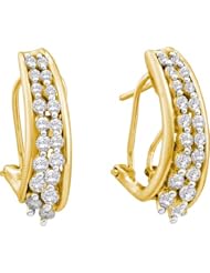 Real Diamond Earrings 1.0CTW DIAMOND FASHION HOOPS Yellow-gold 14K