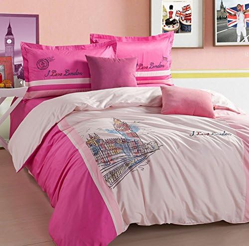 4 PCS Cotton Duvet Cover,Big Ben In London Bedding Sets,Pink Bedding set,College Duvet Cover,Luxury Bedding,Romantic Bedding,Wedding Bedding,Quilt Duvet Cover