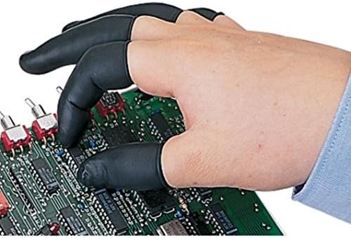 Calapro Black Medium/Large Latex Finger Cots - 720 Static Dissipating Finger Cots/Bag