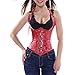 MUKA Red Steel Bone Buckles Underbust Fashion Corset Top, Waist Training Cincher