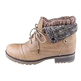 REFRESH WYNNE-01 Women's combat style lace up ankle bootie,7.5 B(M) US,Tan