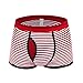 Dardugo Men's Stripe Cotton Boxer Briefs Underwear with Open Fly 4-pack Tag XL US Size M