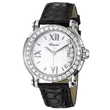 Chopard Happy Sport Round Ladies Black Leather Strap Diamond Watch 278475-3037