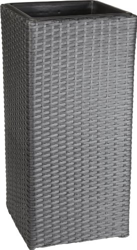 Pflanzgefäß Polyrattan 28 x 28 x 60 cm, inkl. wasserdichtem