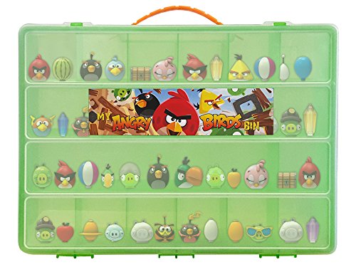 Angry Birds Mini Figures TM Compatible Organizer- My Angry Birds Bin Is The Perfect Storage for Angry Birds Mini Figures -Fits 60 Angry Birds Mini Figure -Large Sturdy Carrying Case (Green)
