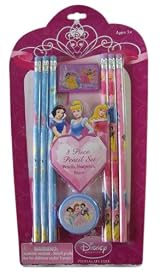 Princess 8 Piece Pencil Set: Pencils, Sharpener and Eraser