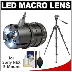Nanoha x5 5:1 Macro Lens with Built-in LED Light with Macro Tripod Kit for Sony Alpha E-Mount NEX-3, NEX-C3, NEX-5, NEX-5N & NEX-7 Digital Cameras
