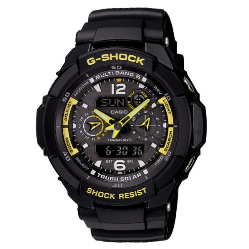 Casio Men's GW3500B-1A G-Shock Aviator Series Analog-Digital Black and Yellow Watch