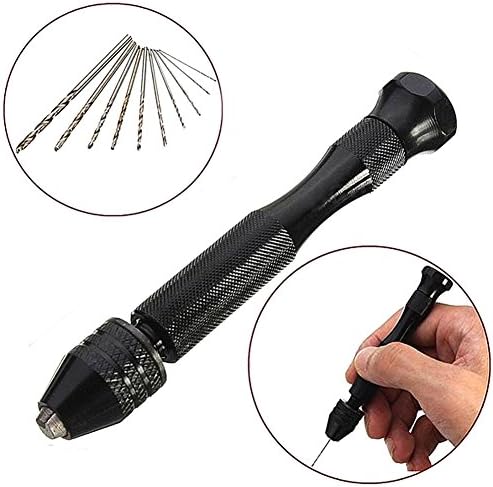 Ouba Mini Micro Aluminum Hand Drill With Keyless Chuck +10 Twist Drills Rotary Tools