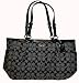 Women's Coach Purse Handbag Large East/West Gallery Signature Tote Black White/Black