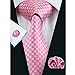 Hi-Tie Mens Pink Silk Jacquard Woven Tie Set Wedding Necktie