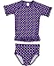 RuffleButts Little Girls Grape Polka Dot Ruffled Rash Guard Bikini