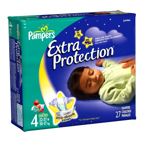 Pampers Baby Dry Overnight Extra Protection Diapers, Size 4, 27-Count (Case of 4) (108-Count)