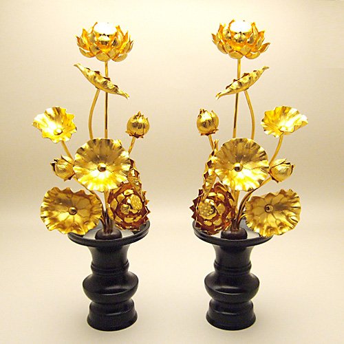 常花 花立付 6寸(一対)(総高さ(花立含む)30cm)◆仏壇用の仏具・常花(じょうか)