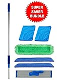 18 inch Professional Commercial Microfiber Mop With Three 18" Premium Microfiber Mop Pads and 2 Bonus Microfiber Towels