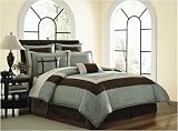 12pc Bed in a Bag Hamptan Chocolate/ Aqua Blue Comforter Set -- Size: queen