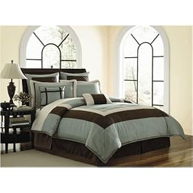 11pc Bed-in-a-Bag Micro-Suede Palermo Blue Comforter Set - includes 600TC Egyptian Cotton Sheet Set -- Size: queen